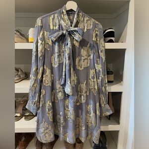 Maeve Gold and Gray Floral Mini Dress